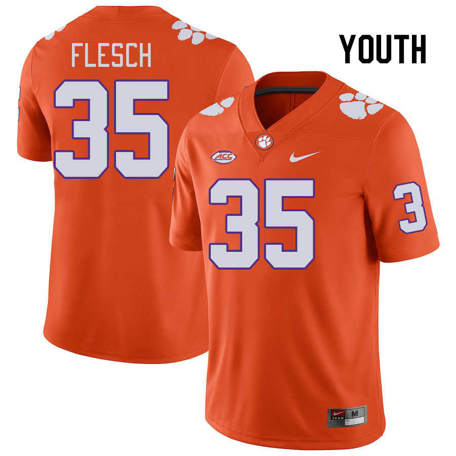 Youth Clemson Tigers Joseph Flesch #35 College Orange NCAA Authentic Football Stitched Jersey 23EO30SK